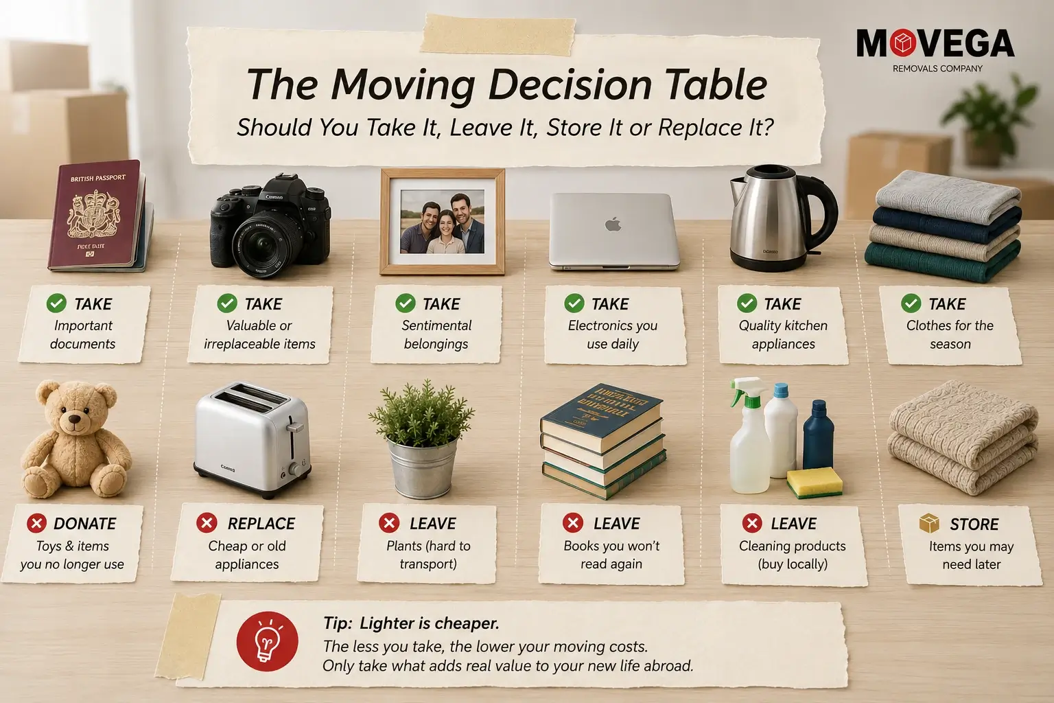 Moving decision table: what to take and what to leave